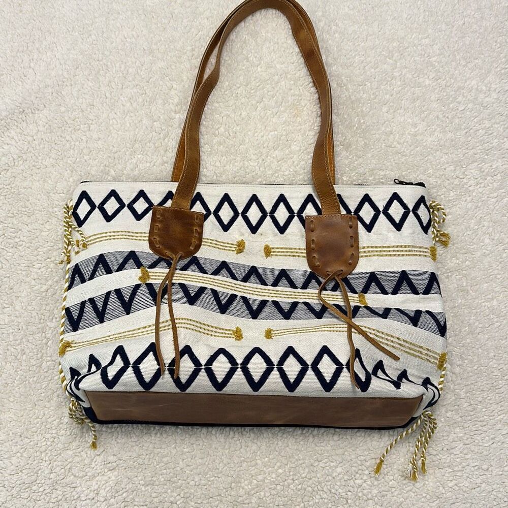 Noonday Collection Aventura Woven and Leather Tote Bag